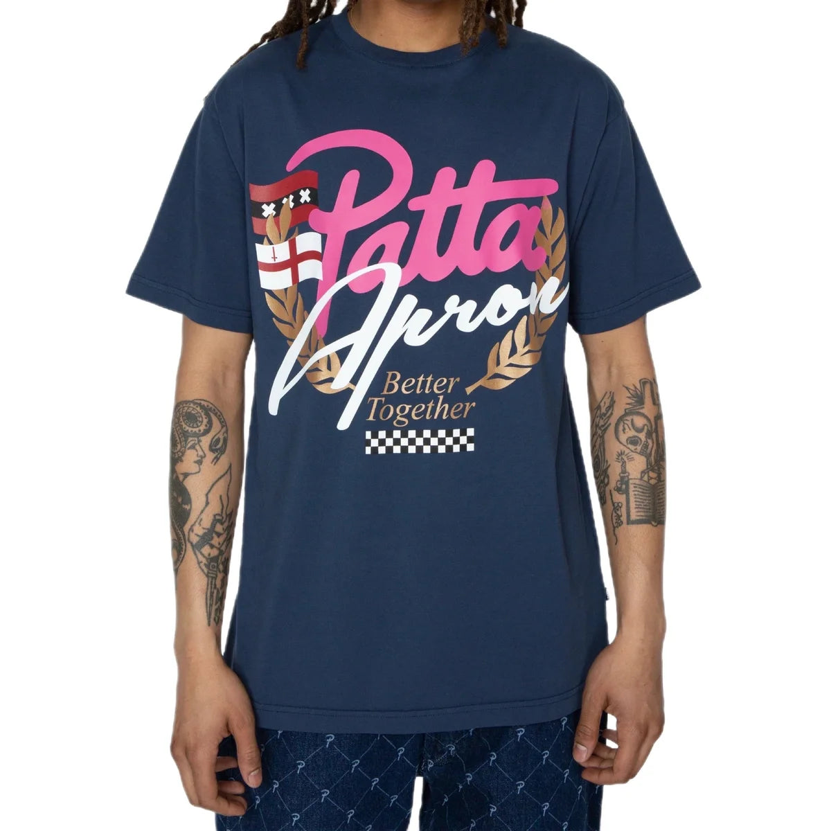 PATTA X APRON CREST LOGO T-SHIRT (EVENING BLUE) + VINYL