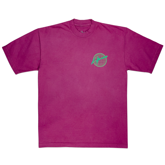 WORLD GRID TEE (BERRY)